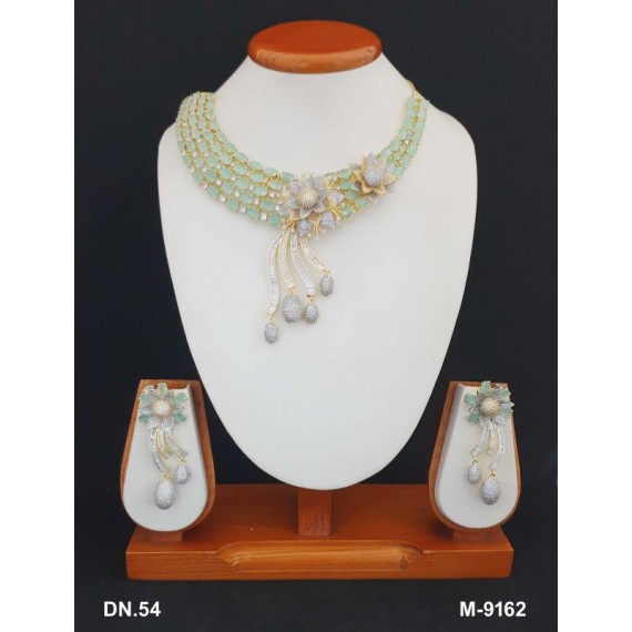 DN54MIGO Necklace Set Bollywood Indian AD CZ Bridal Party Jewellery Set Wedding Women