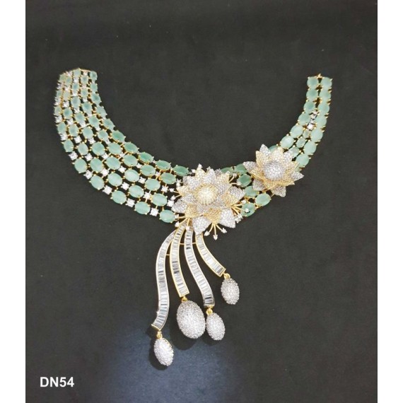 DN54MIGO Necklace Set Bollywood Indian AD CZ Bridal Party Jewellery Set Wedding Women