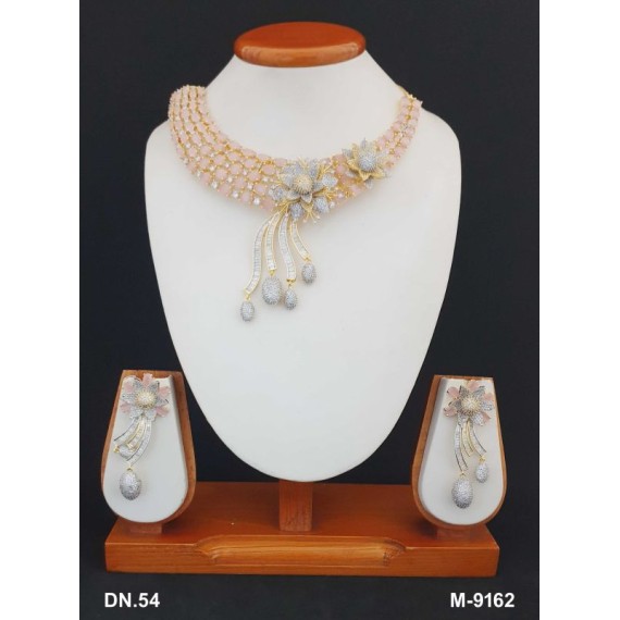 DN54PIGO Necklace Set Bollywood Indian AD CZ Bridal Party Jewellery Set Wedding Women