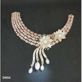 DN54PIGO Necklace Set Bollywood Indian AD CZ Bridal Party Jewellery Set Wedding Women