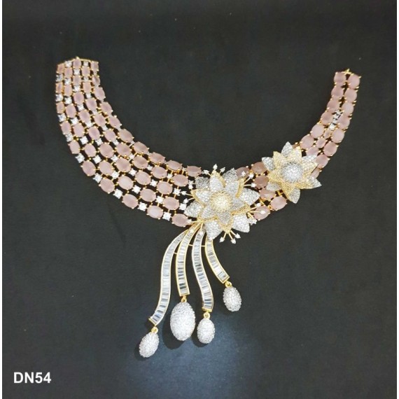 DN54PIGO Necklace Set Bollywood Indian AD CZ Bridal Party Jewellery Set Wedding Women