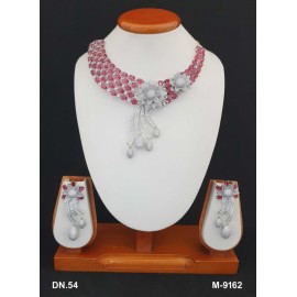 DN54RERH Necklace Set Bollywood Indian AD CZ Bridal Party Jewellery Set Wedding Women