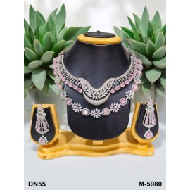 Exquisite Bridal Cubic Zirconia Necklace Set with Matching Earrings - Premium Wedding Jewelry DN55PIRH