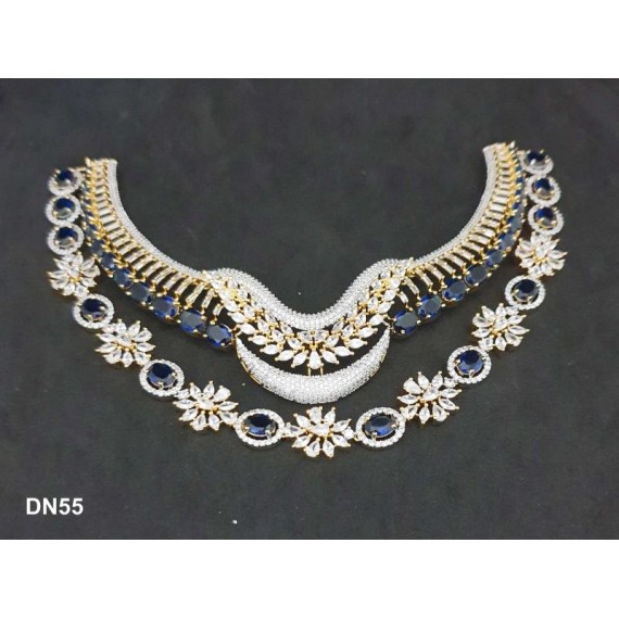 DN55BLGO New Neckless Set Bollywood Indian Bridal Party Jewellery Cz Set Wedding Women