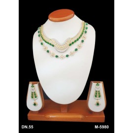 DN55GRGO New Neckless Set Bollywood Indian Bridal Party Jewellery Cz Set Wedding Women