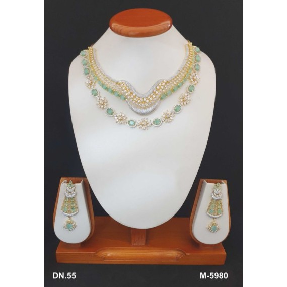 DN55MIGO New Neckless Set Bollywood Indian Bridal Party Jewellery Cz Set Wedding Women