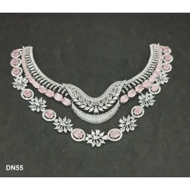 DN55PIRH New Neckless Set Bollywood Indian Bridal Party Jewellery Cz Set Wedding Women