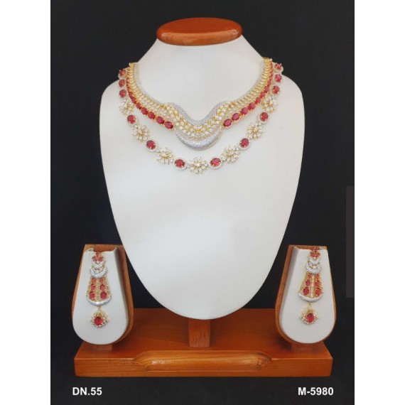 DN55REGO New Neckless Set Bollywood Indian Bridal Party Jewellery Cz Set Wedding Women