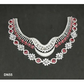 DN55RERH New Neckless Set Bollywood Indian Bridal Party Jewellery Cz Set Wedding Women