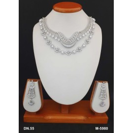 DN55WHRH New Neckless Set Bollywood Indian Bridal Party Jewellery Cz Set Wedding Women