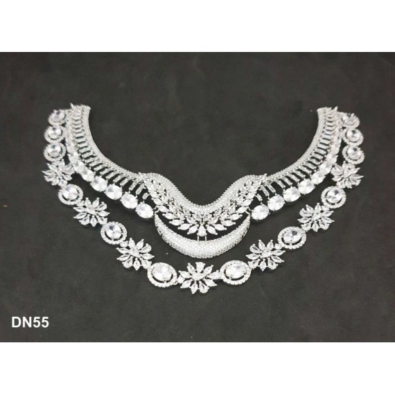 DN55WHRH New Neckless Set Bollywood Indian Bridal Party Jewellery Cz Set Wedding Women