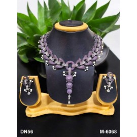 Elegant Bridal Necklace Set with Cubic Zirconia and Pearls – Luxury Wedding Jewelry DN56BLRHH