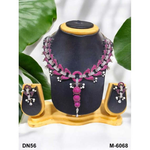 Elegant Bridal Necklace Set with Cubic Zirconia and Pearls – Luxury Wedding Jewelry DN56RERH