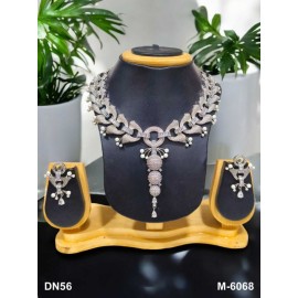 Elegant Bridal Necklace Set with Cubic Zirconia and Pearls – Luxury Wedding Jewelry DN56WHRH