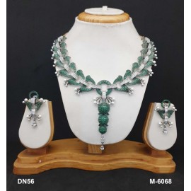 DN56GRRH Bollywood Indian Necklace Set AD Cz Bridal Party Jewellery Set Wedding Women