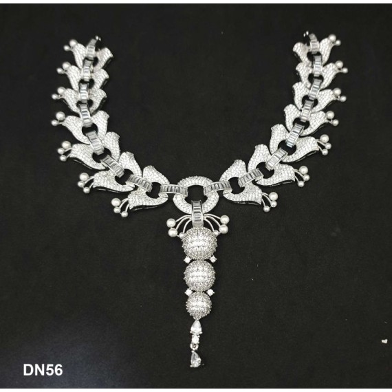 DN56WHRH Bollywood Indian Necklace Set AD Cz Bridal Party Jewellery Set Wedding Women