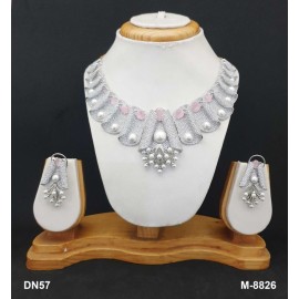 DN57PIRH Women Necklace Set Bollywood Indian AD CZ Bridal Party Jewellery Set Wedding