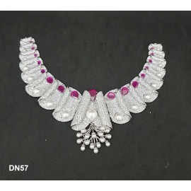 DN57RERH Women Necklace Set Bollywood Indian AD CZ Bridal Party Jewellery Set Wedding