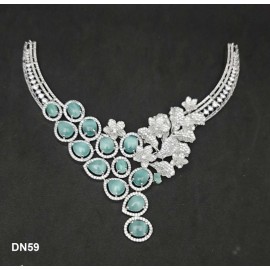 DN59MIRH Ethnic New Indian Traditional Bollywood Style Designer Silver Jewelry Necklace