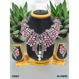 Luxury American Diamond Bridal Necklace Set with Earrings DN60PIRH