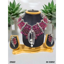 Luxury American Diamond Bridal Necklace Set with Earrings DN60RERH