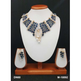 DN60BLGO New Year Christmas Sale Traditional Ethnic Bollywood Style Party Ad Cz Necklace