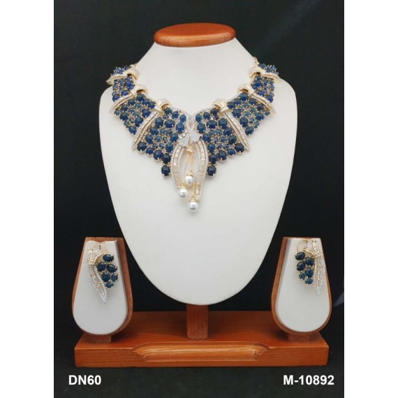 DN60BLGO New Year Christmas Sale Traditional Ethnic Bollywood Style Party Ad Cz Necklace