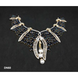 DN60BLGO New Year Christmas Sale Traditional Ethnic Bollywood Style Party Ad Cz Necklace