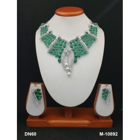 DN60GRRH New Year Christmas Sale Traditional Ethnic Bollywood Style Party Ad Cz Necklace