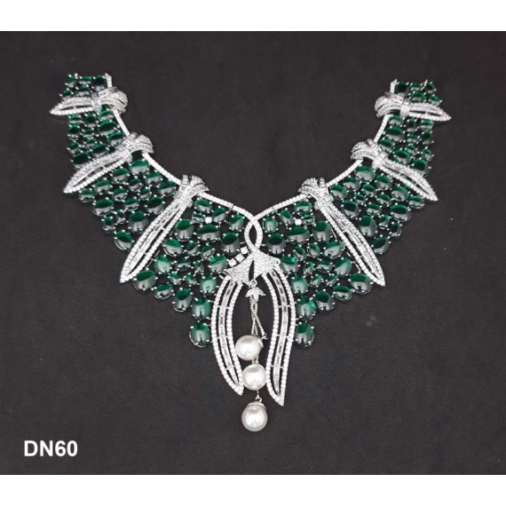 DN60GRRH New Year Christmas Sale Traditional Ethnic Bollywood Style Party Ad Cz Necklace