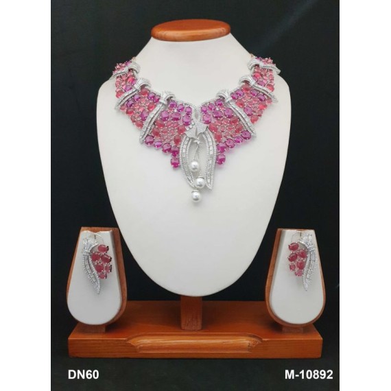 DN60RERH New Year Christmas Sale Traditional Ethnic Bollywood Style Party Ad Cz Necklace