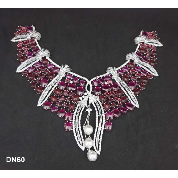 DN60RERH New Year Christmas Sale Traditional Ethnic Bollywood Style Party Ad Cz Necklace