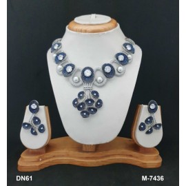 DN61BLRH Necklace Set Bollywood Indian AD CZ Bridal Party Jewellery Set Wedding Women