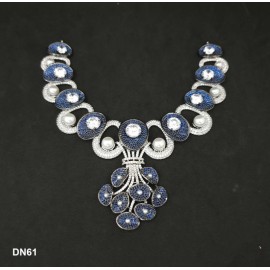 DN61BLRH Necklace Set Bollywood Indian AD CZ Bridal Party Jewellery Set Wedding Women