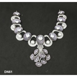 DN61BLRHH Necklace Set Bollywood Indian AD CZ Bridal Party Jewellery Set Wedding Women