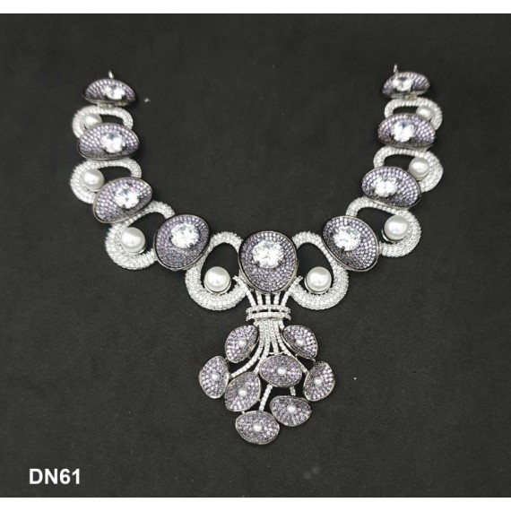 DN61BLRHH Necklace Set Bollywood Indian AD CZ Bridal Party Jewellery Set Wedding Women