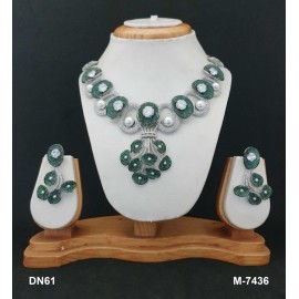 DN61GRRH Necklace Set Bollywood Indian AD CZ Bridal Party Jewellery Set Wedding Women