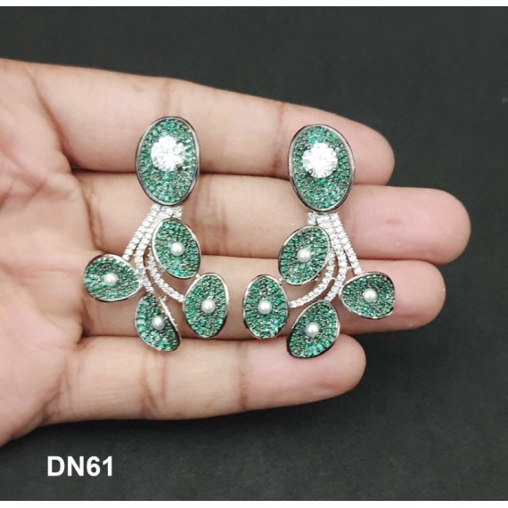 DN61GRRH Necklace Set Bollywood Indian AD CZ Bridal Party Jewellery Set Wedding Women