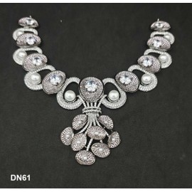 DN61PIRH Necklace Set Bollywood Indian AD CZ Bridal Party Jewellery Set Wedding Women