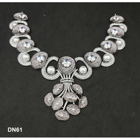 DN61PIRH Necklace Set Bollywood Indian AD CZ Bridal Party Jewellery Set Wedding Women