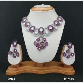 DN61RERH Necklace Set Bollywood Indian AD CZ Bridal Party Jewellery Set Wedding Women