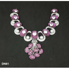 DN61RERH Necklace Set Bollywood Indian AD CZ Bridal Party Jewellery Set Wedding Women