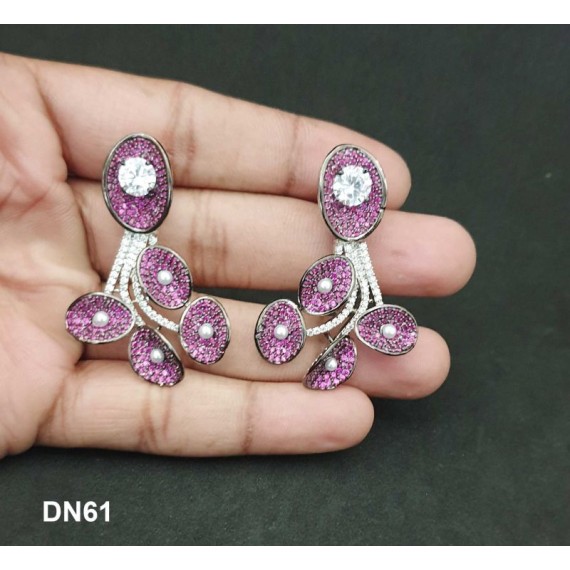 DN61RERH Necklace Set Bollywood Indian AD CZ Bridal Party Jewellery Set Wedding Women