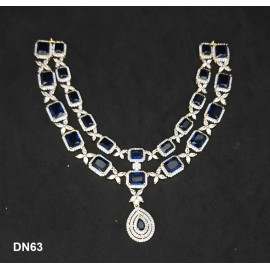 DN63BLGO Indian Designer Bollywood Gold Plated Fashion Bridal AD CZ Jewelry Necklace Set