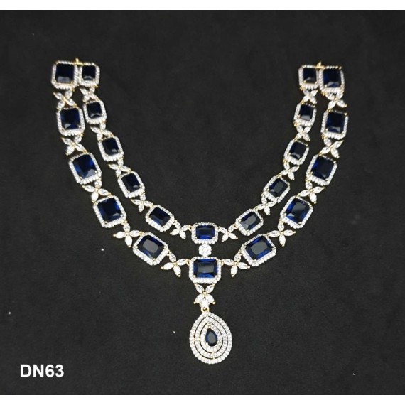 DN63BLGO Indian Designer Bollywood Gold Plated Fashion Bridal AD CZ Jewelry Necklace Set