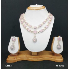 DN63PIRH Indian Designer Bollywood Gold Plated Fashion Bridal AD CZ Jewelry Necklace Set