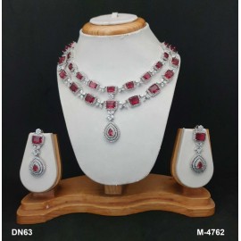 DN63RERH Indian Designer Bollywood Gold Plated Fashion Bridal AD CZ Jewelry Necklace Set