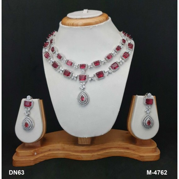 DN63RERH Indian Designer Bollywood Gold Plated Fashion Bridal AD CZ Jewelry Necklace Set