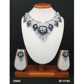 DN64BLRH Bollywood Indian Bridal Party Wear Fashion Jewelry Necklace Earring Set wedding