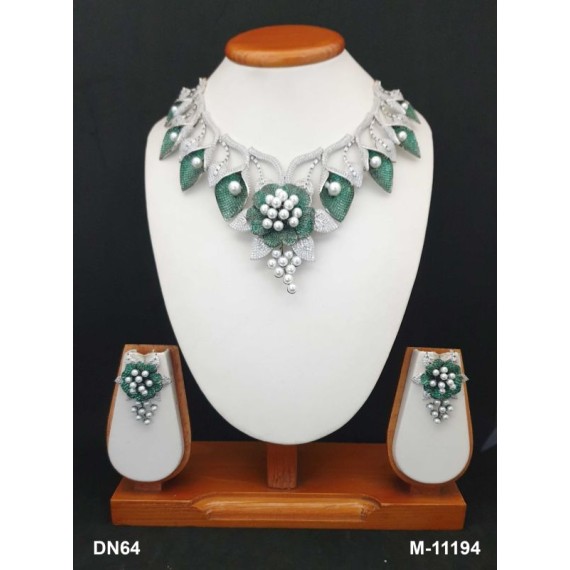 DN64GRRH Bollywood Indian Bridal Party Wear Fashion Jewelry Necklace Earring Set wedding